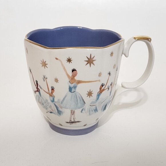 Anthropologie New York City Ballet Mug Snow Fairies Snowflakes New - Picture 4 of 11
